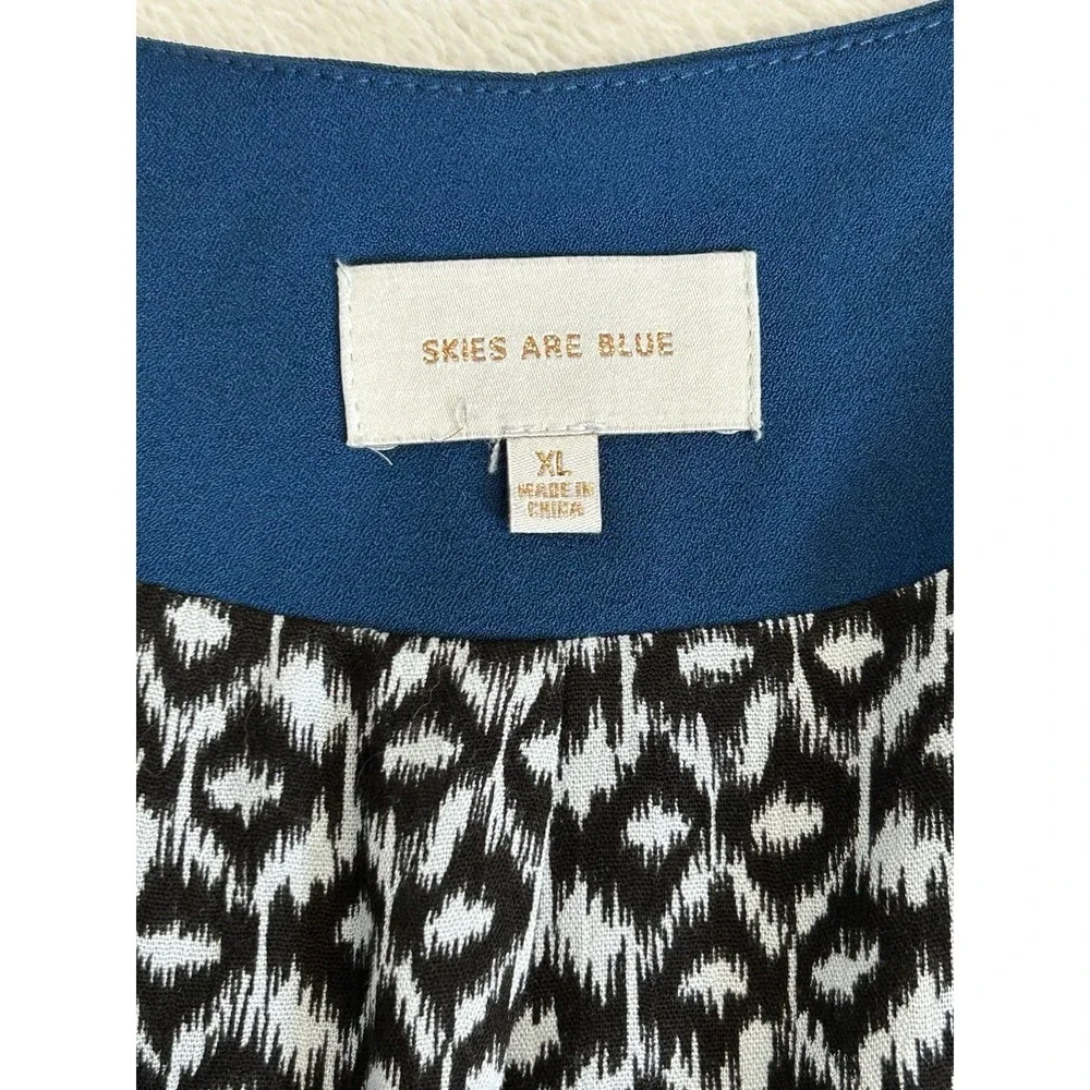Skies Are Blue Teal‎ Blue Ruched 3/4 Sleeve Blazer Jacket Open Front Size XL